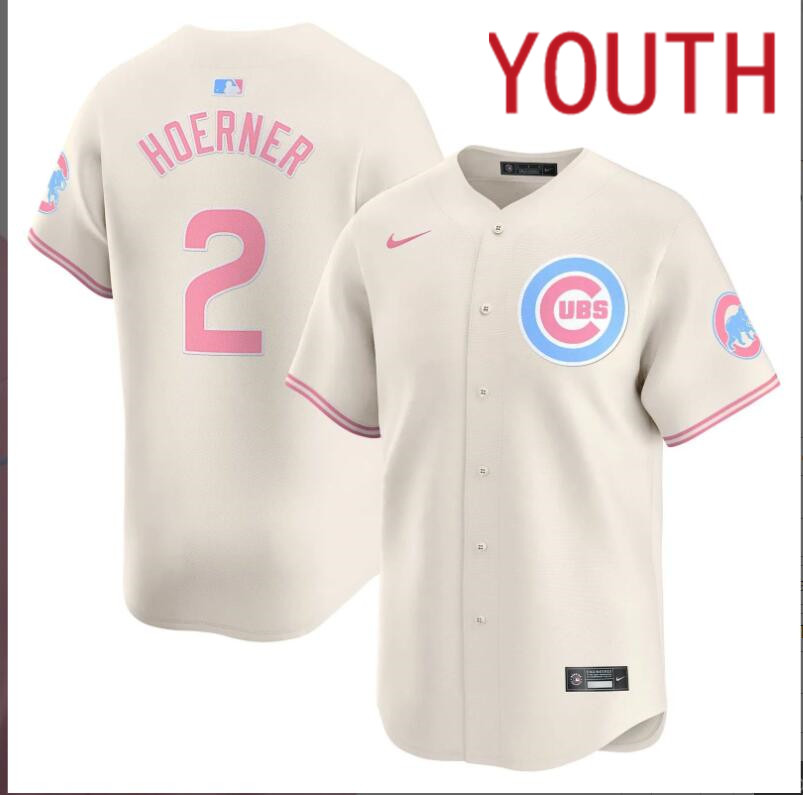 Youth  Chicago Cubs #2 Hoerner cream 2024 Nike MLB jersey->customized nfl jersey->Custom Jersey